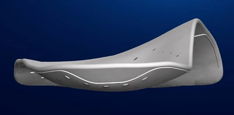 Semelle gauche avec arrière pied en position neutre